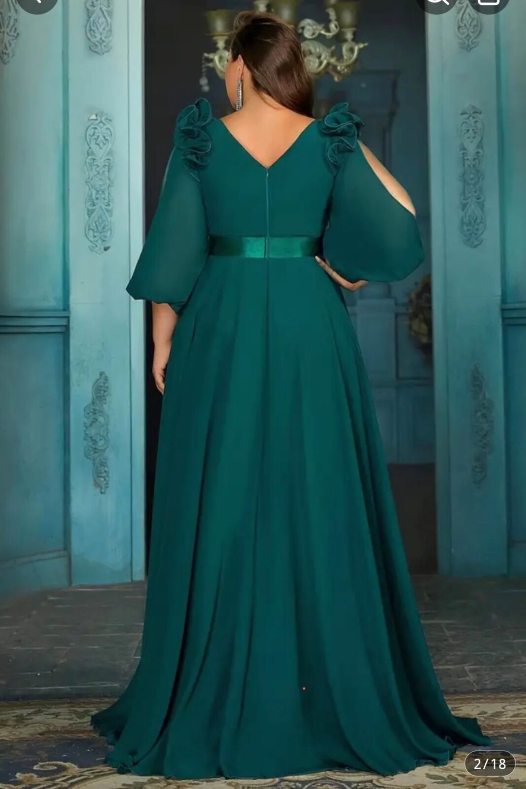 500. Haljina duga smarag. zelena sa til rukavima, 2XL veličina, 78,00 € (2)