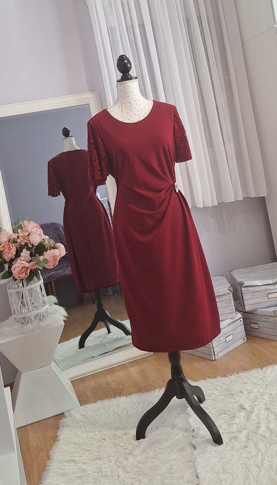 383. haljina kratka bordo, uni L-3XL, MPC 29,00 €