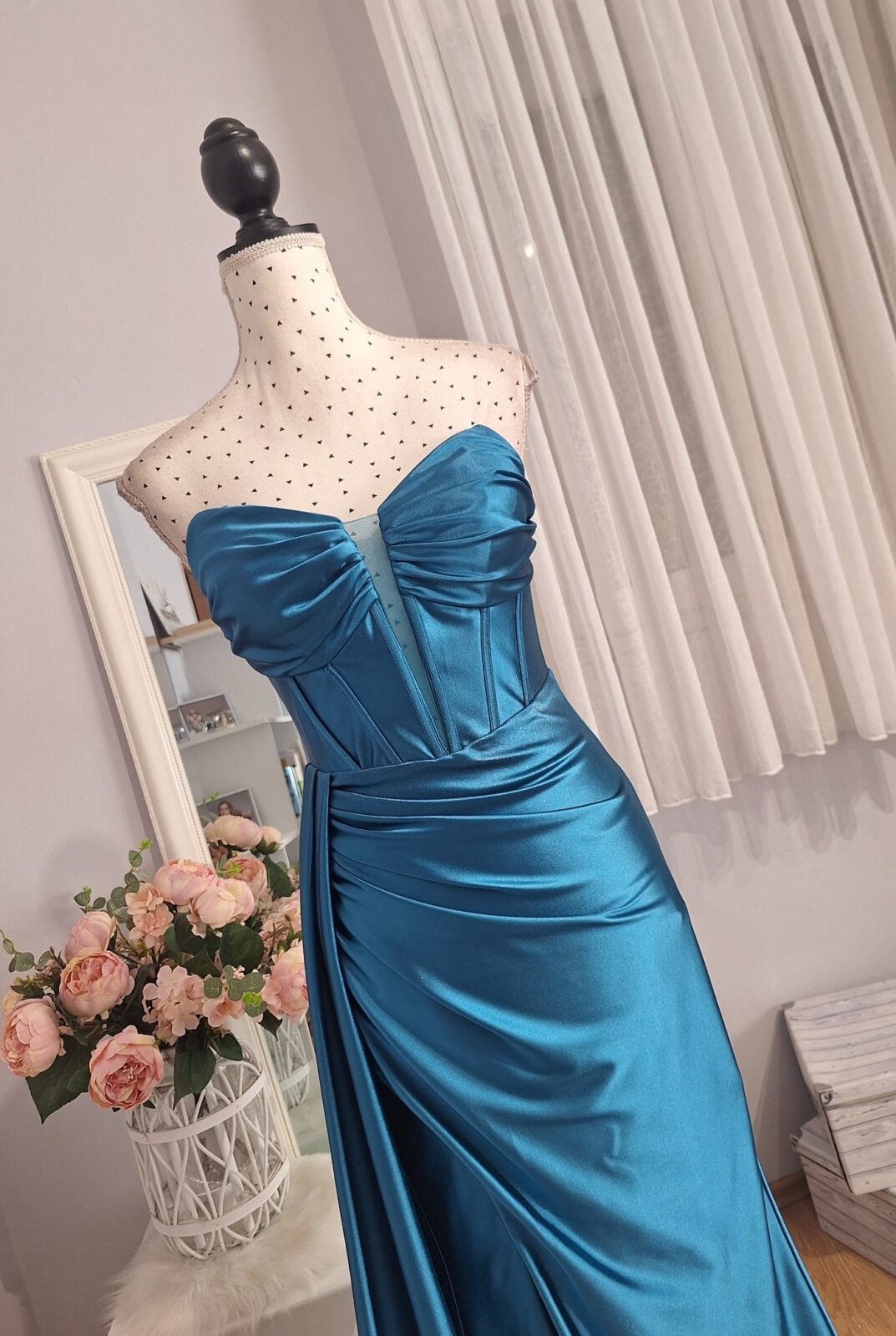 357. Haljina duga tirkizno plava, vel. S, MPC 69,00 €, (2)