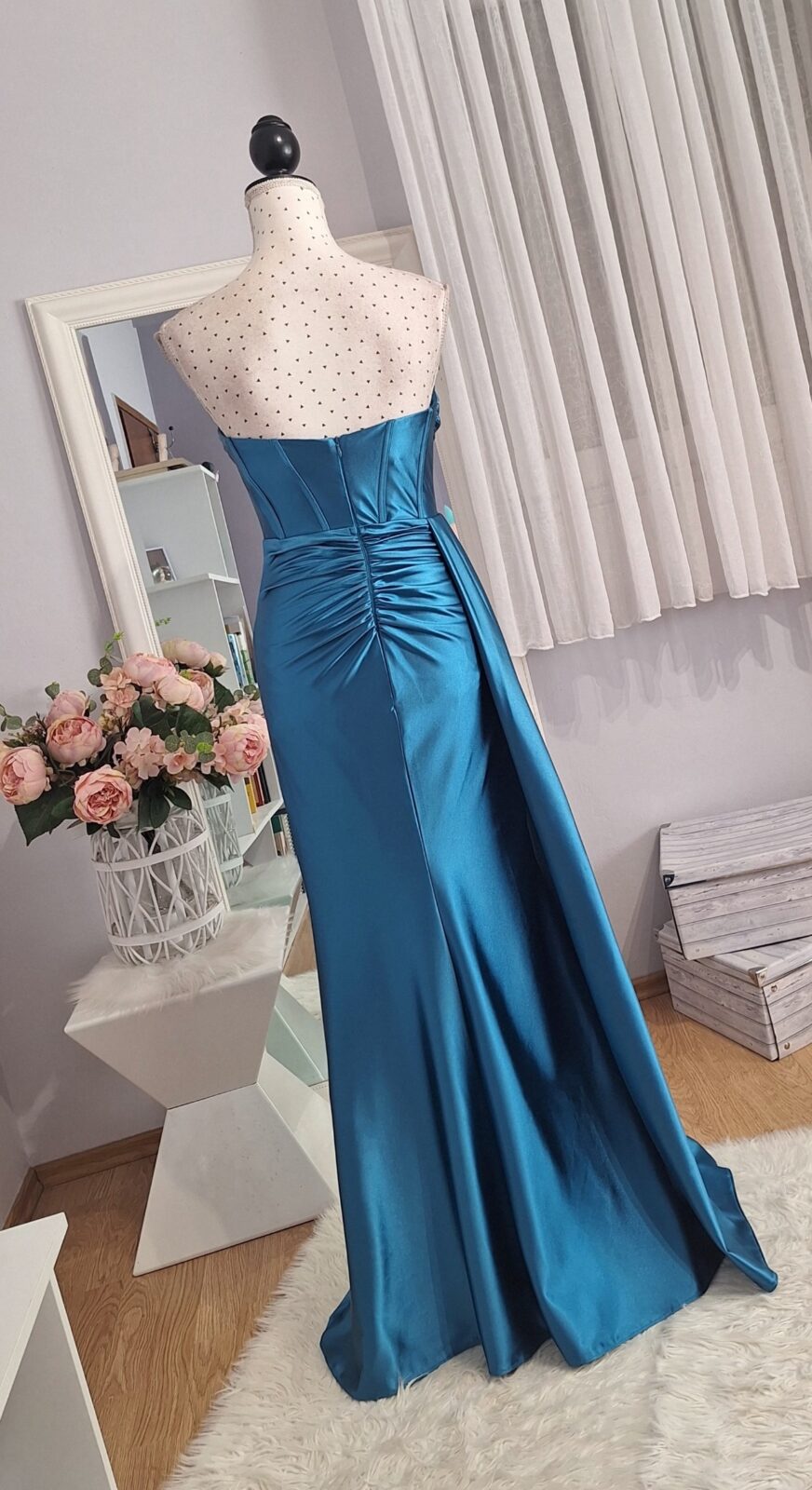 357. Haljina duga tirkizno plava, vel. S, MPC 69,00 €, (3)