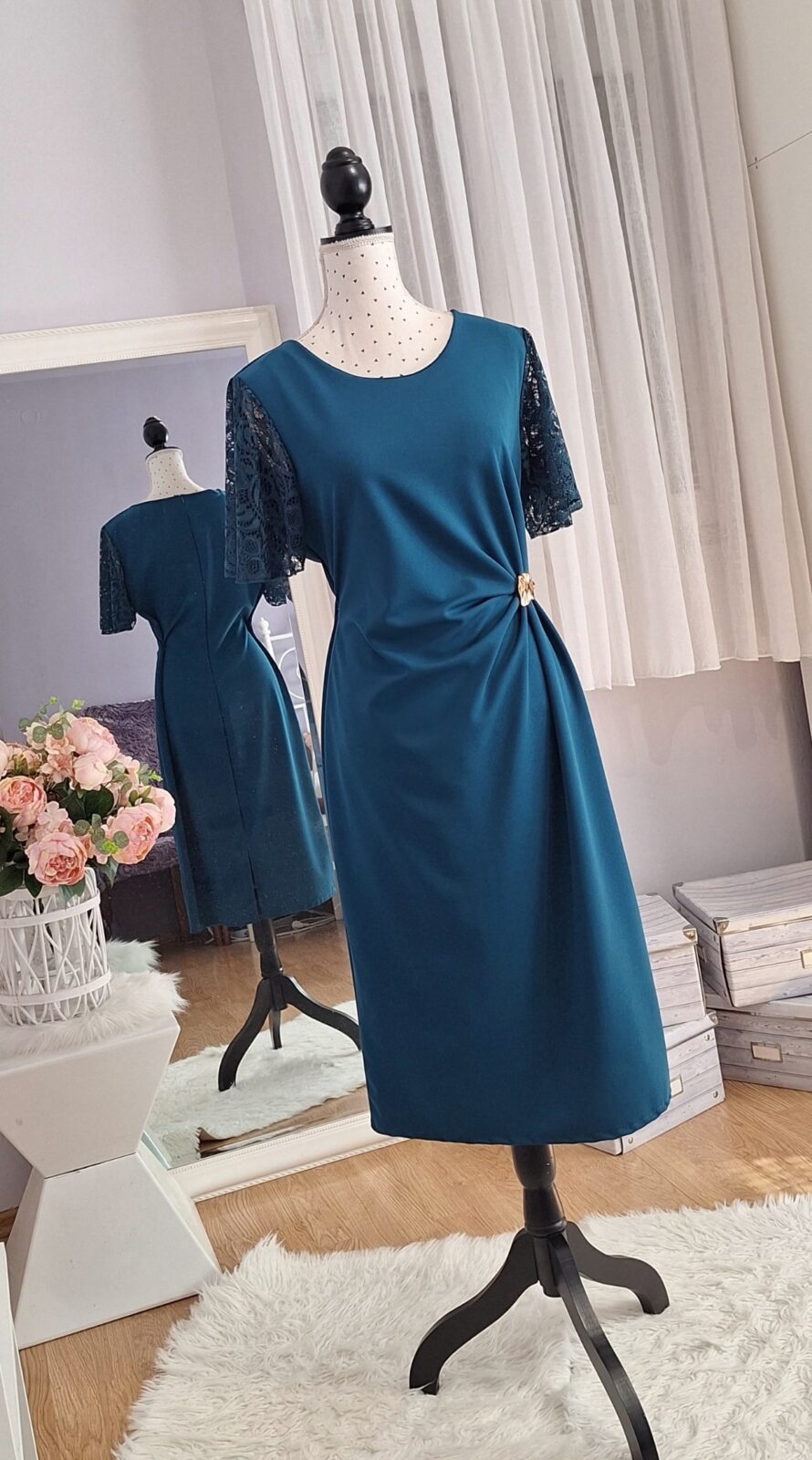383. haljina kratka petrolej zelena, uni L-3XL, MPC 29,00 €,