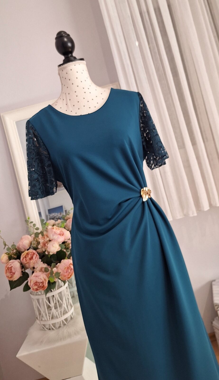 383. haljina kratka petrolej zelena, uni L-3XL, MPC 29,00 €, (2)